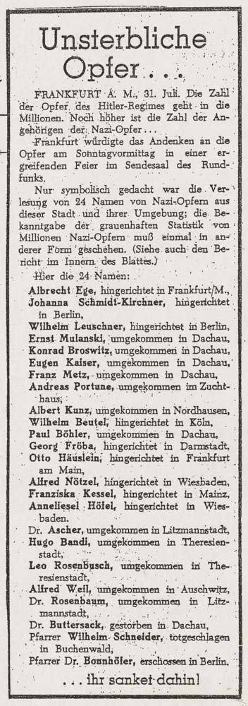 „Frankfurter Rundschau“, Nr. 1, 1. August 1945